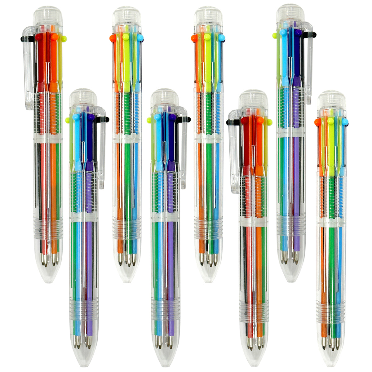 Wrapables Multi-Color 6-in-1 Retractable Ballpoint Pens for School, Office, Stationery (Set of 8)