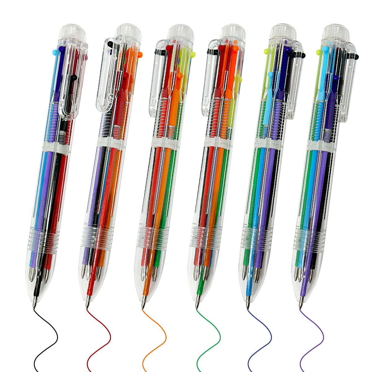 Wrapables Multi-Color 6-in-1 Retractable Ballpoint Pens for School, Office, Stationery (Set of 8)