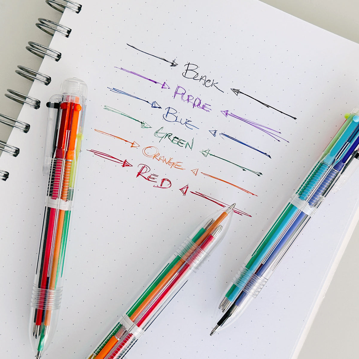 Wrapables Multi-Color 6-in-1 Retractable Ballpoint Pens for School, Office, Stationery (Set of 8)