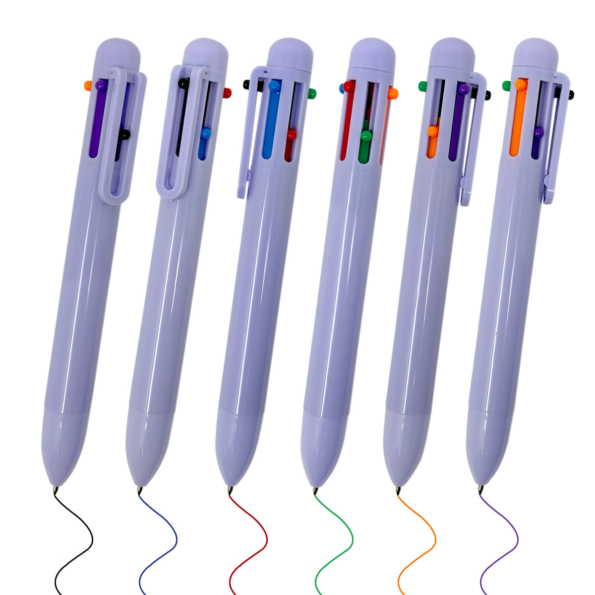 Wrapables Multi-Color 6-in-1 Retractable Ballpoint Pens for School, Office, Stationery (Set of 8)