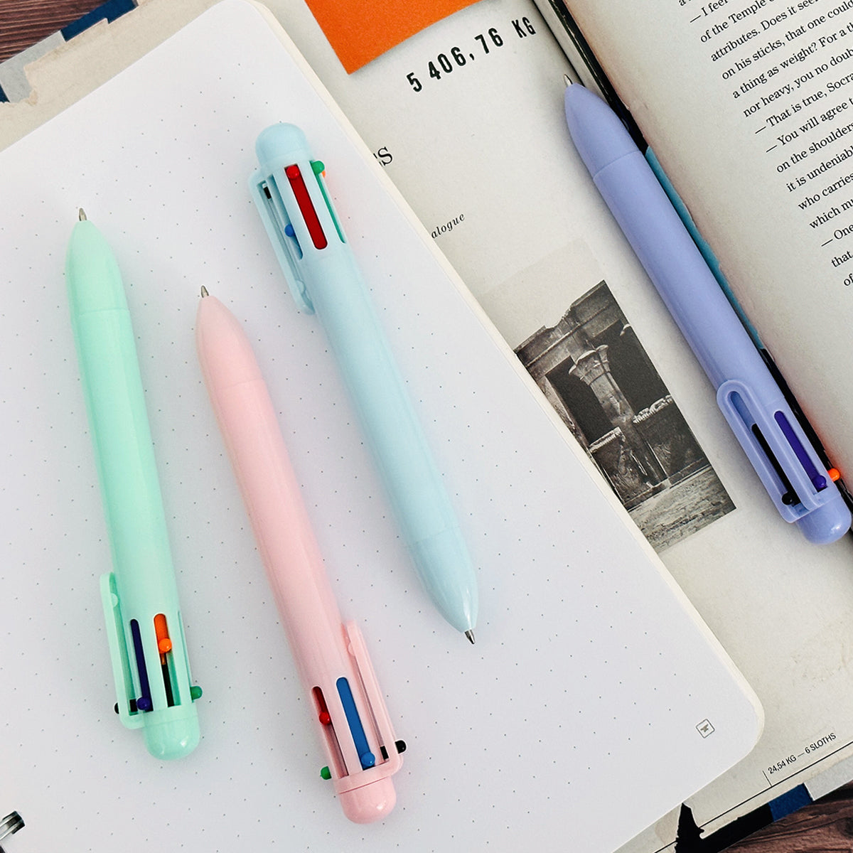 Wrapables Multi-Color 6-in-1 Retractable Ballpoint Pens for School, Office, Stationery (Set of 8)