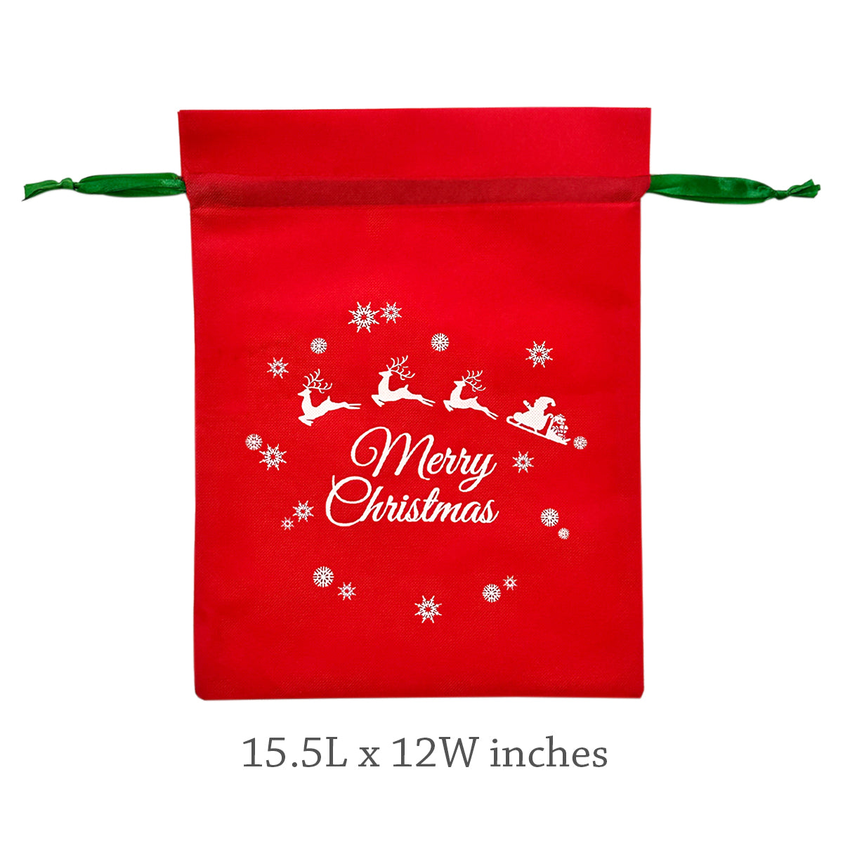 Wrapables Non-Woven Christmas Holiday Drawstring Gift Bags for Party Favors, Goodie Bag, Treats, Gift Wrap, Parties (Set of 8)