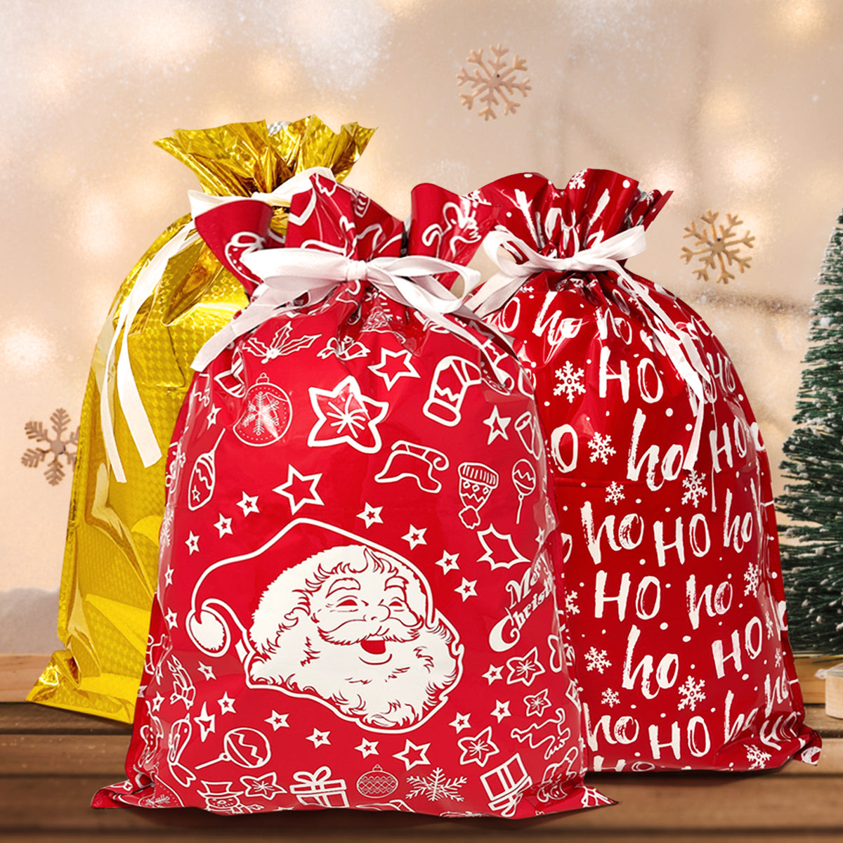 30 Pcs Christmas Gift Bags with 30 Pcs Tissue Paper, Kraft Paper