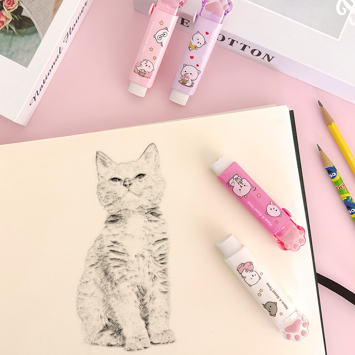 thumbnail image 2 of 2023 Kawaii Cat Paw Push-pull Rubber Kuromi Portable Rubber Eraser Cute 2 of 9