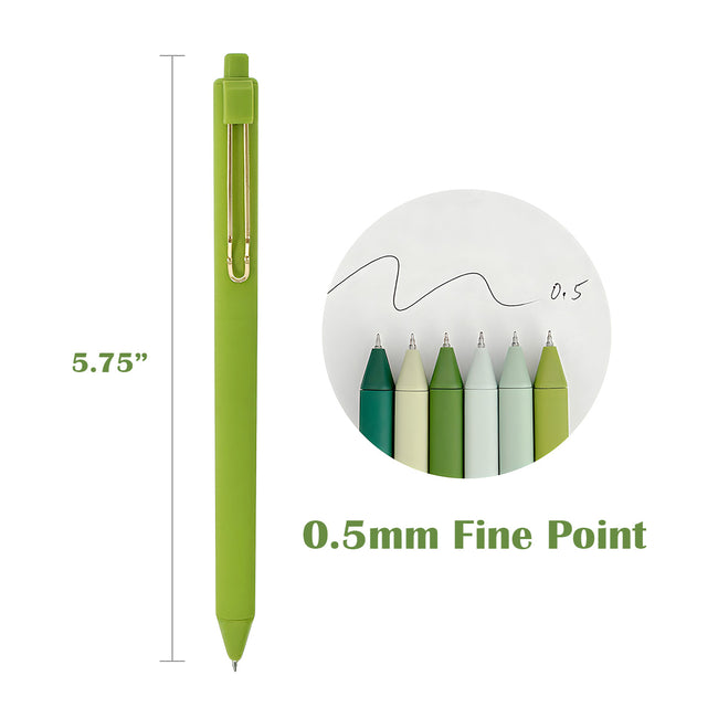 Wrapables Retractable Black Ink Gel Pens, 0.5mm Fine Point, Stationery Supplies for Home Office School (Set of 6)