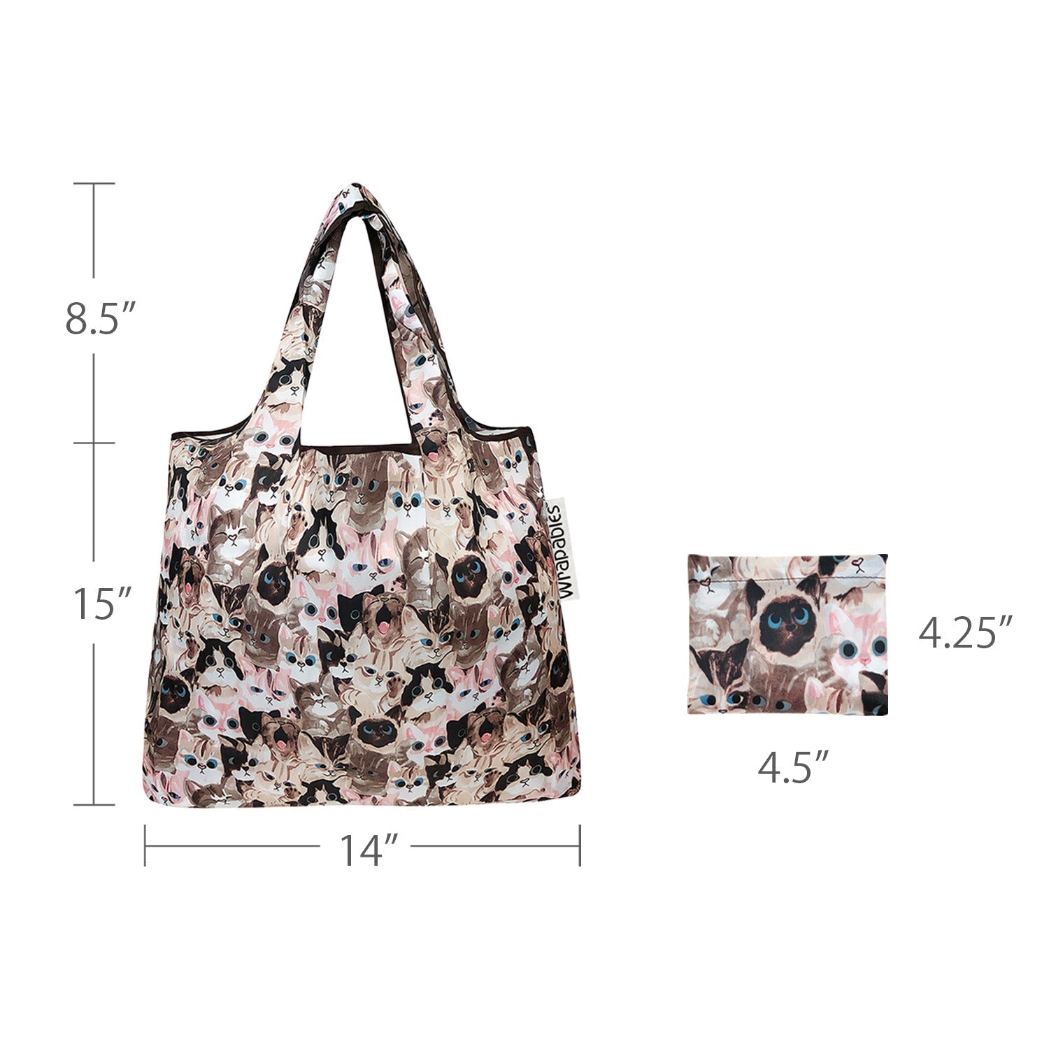Wrapables JoliBag Collection Reusable Shopping Bag (Set of 2) Cat & Dog Faces