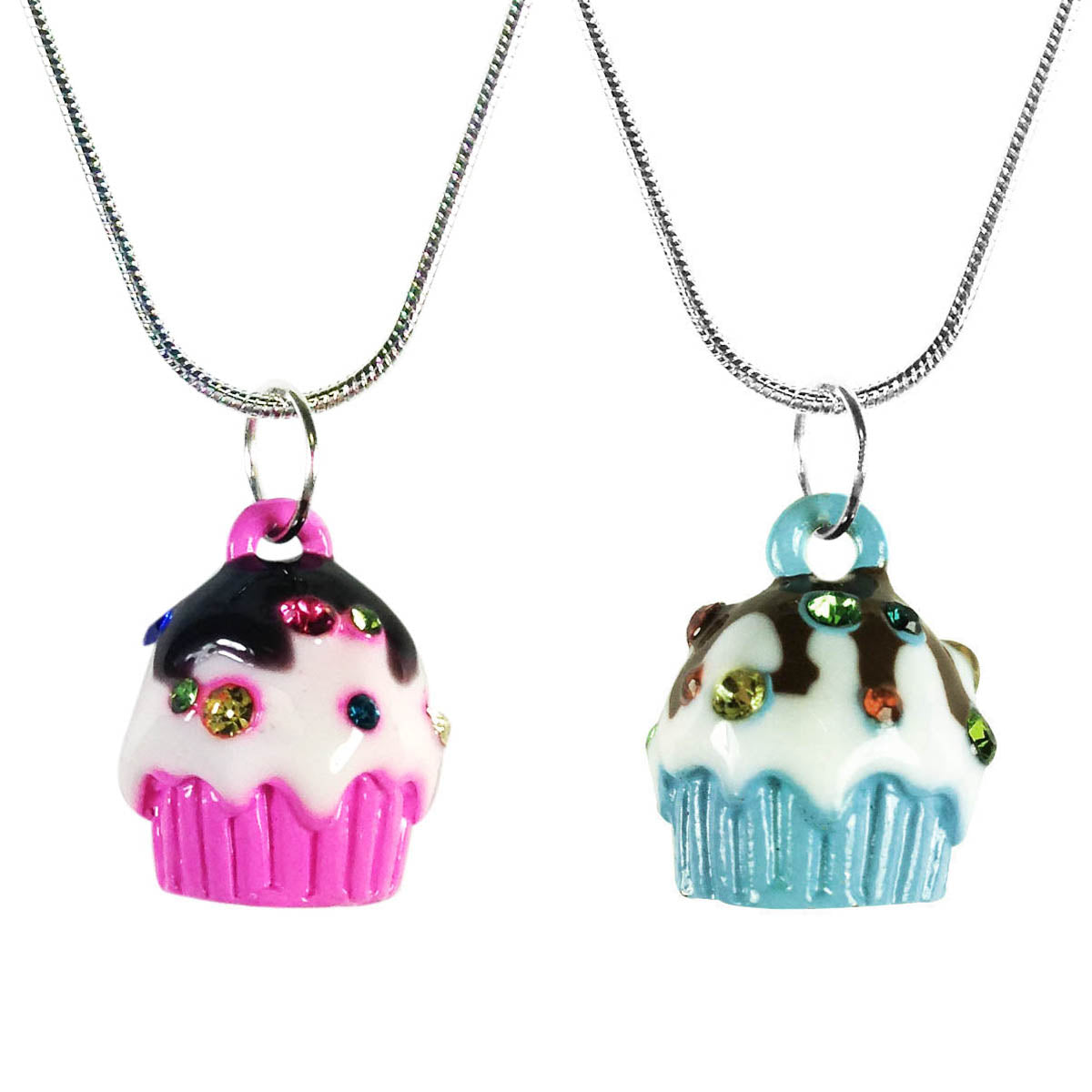 Wrapables Cupcake Pendant Necklace with Multi-Color Crystal Sprinkles