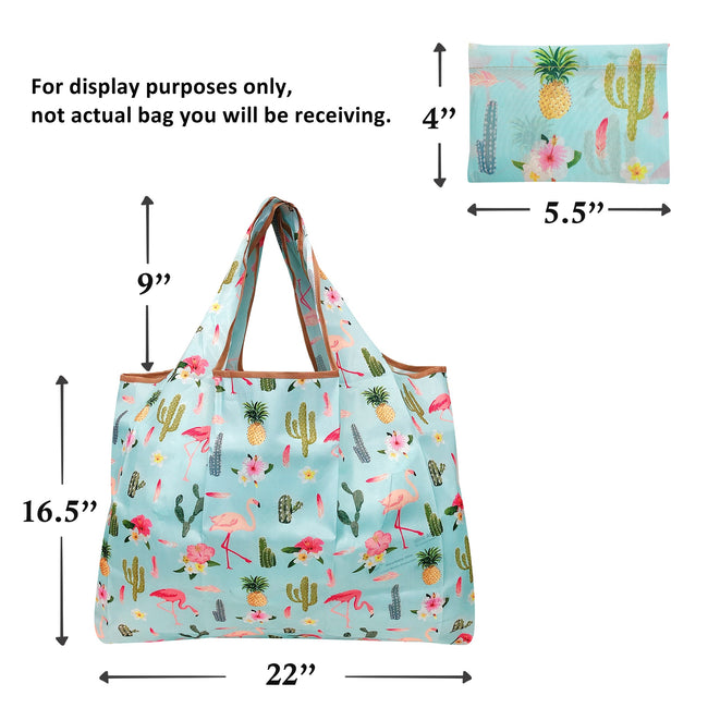 Wrapables Large Nylon Reusable Shopping Bags, Foldable Shopping Tote Bags, Reusable Grocery Bags, Travel Bags, 5 Pack