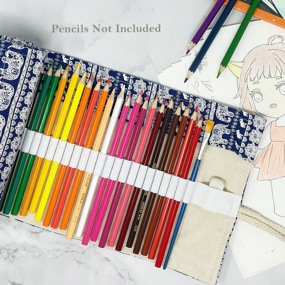Misgirlot Pencil Roll WrapDrawing Coloring Canvas Pencil Roll 36/48/72  Slots