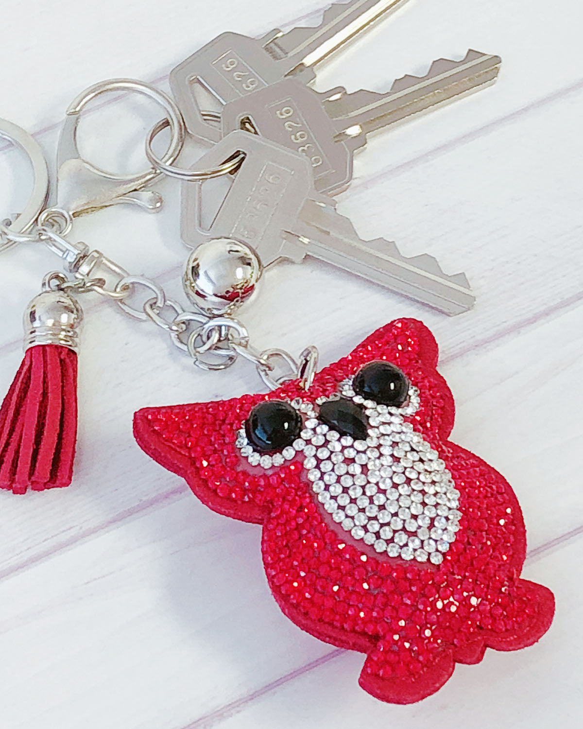Sparkling Rhinestone Owl Keychain - Stylish Bag Accessory And Key