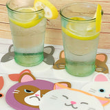 Wrapables Silicone Cute Animal Coasters for Glasses, Cups, and Drinks (Set of 6)
