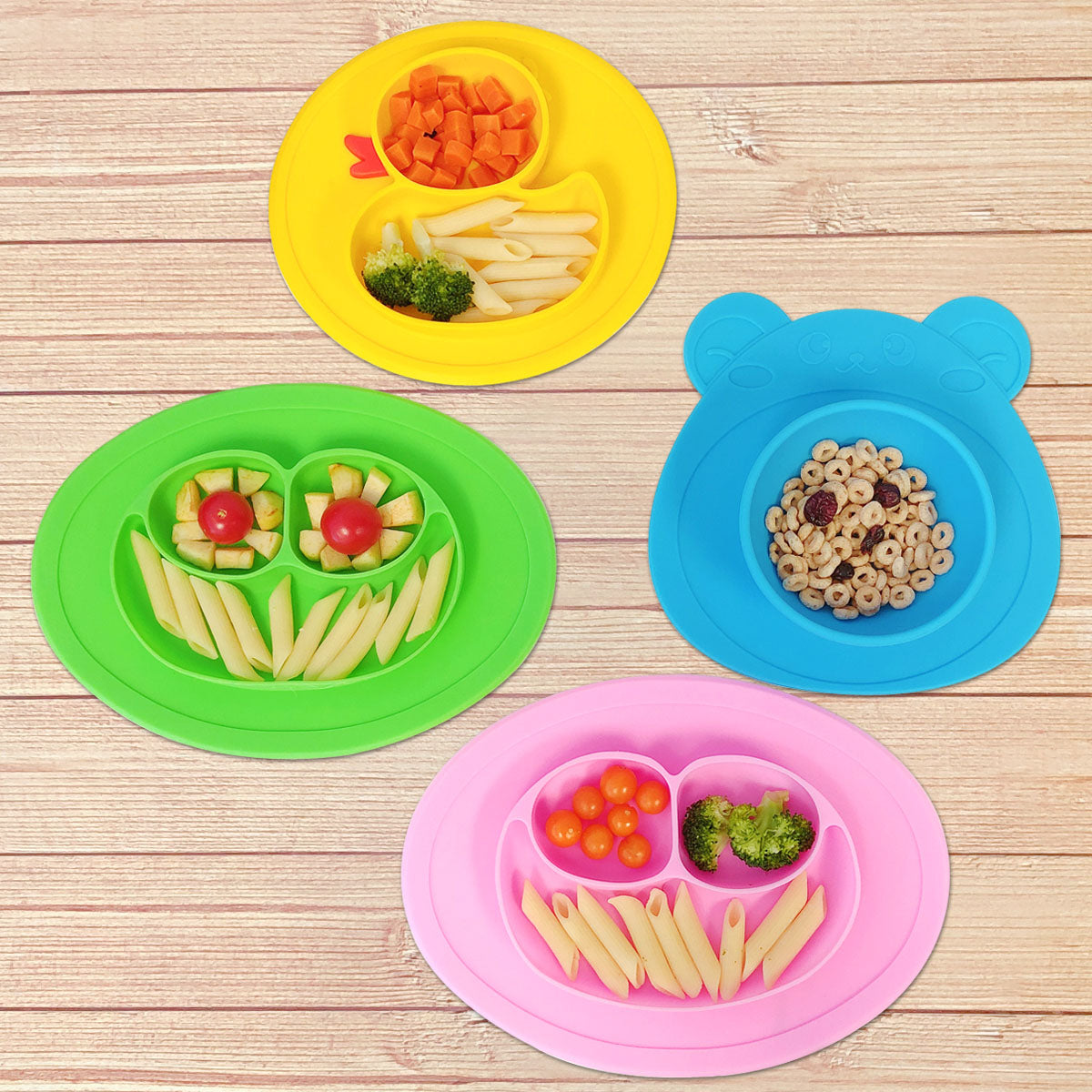 Wrapables® Silicone Placemat + Plate for Baby, Suction Divided Food Plate