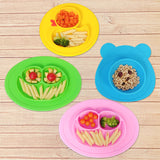 Wrapables Silicone Placemat + Plate for Baby, Suction Divided Food Plate