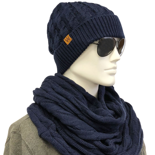 Wrapables® Winter Warm Cable Knit Infinity Scarf and Beanie Set
