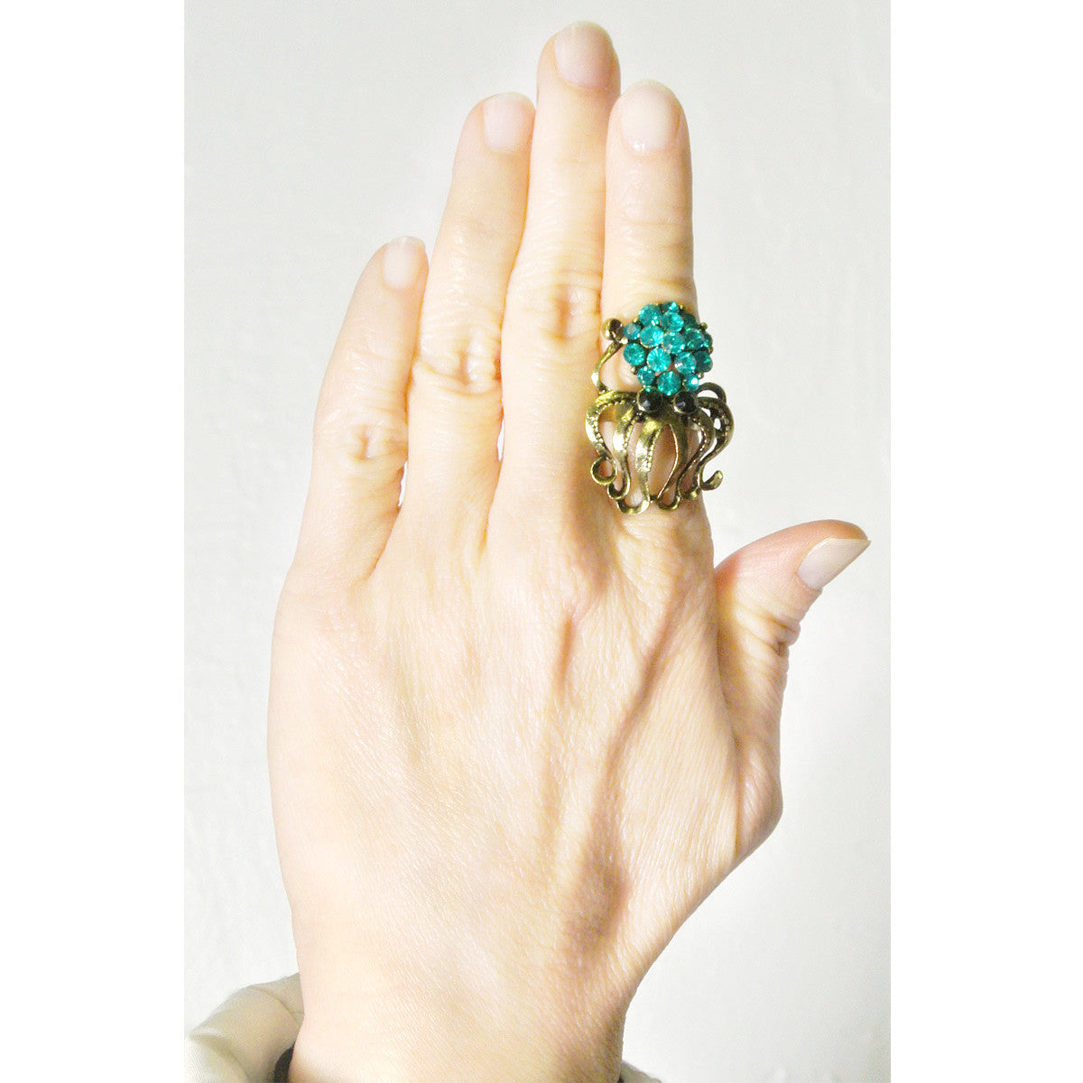 Wrapables Vintage Crystal Octopus Adjustable Ring