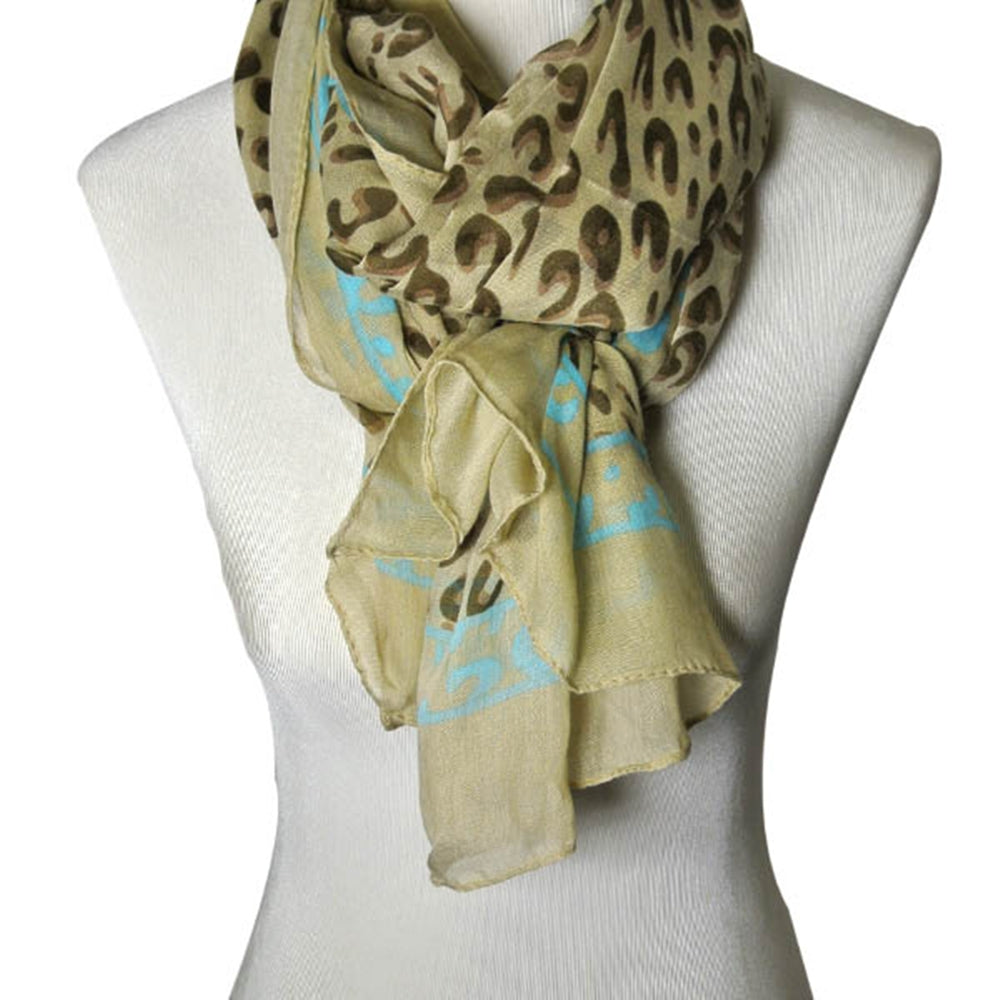 Wrapables Leopard Print Scarf with Pastel Edging